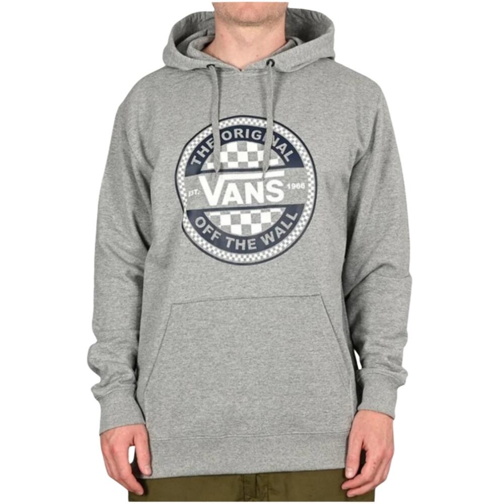 Vans Circled Checker Men's Hoodie Gray Heavyweight Cotton Pullover Graphic 2XL